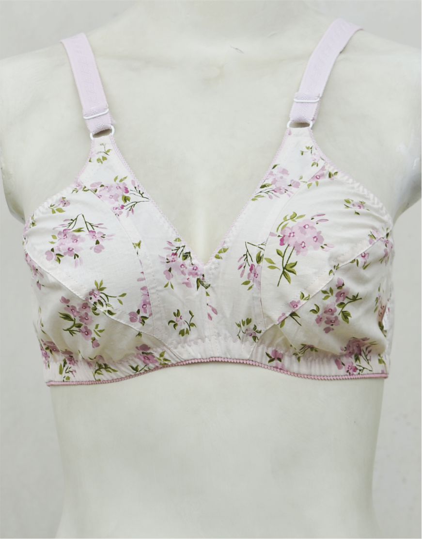 Pack of 3 Random Prints Cotton Woven Fabric Bras FN195 (Non-Padded, Non Wired)