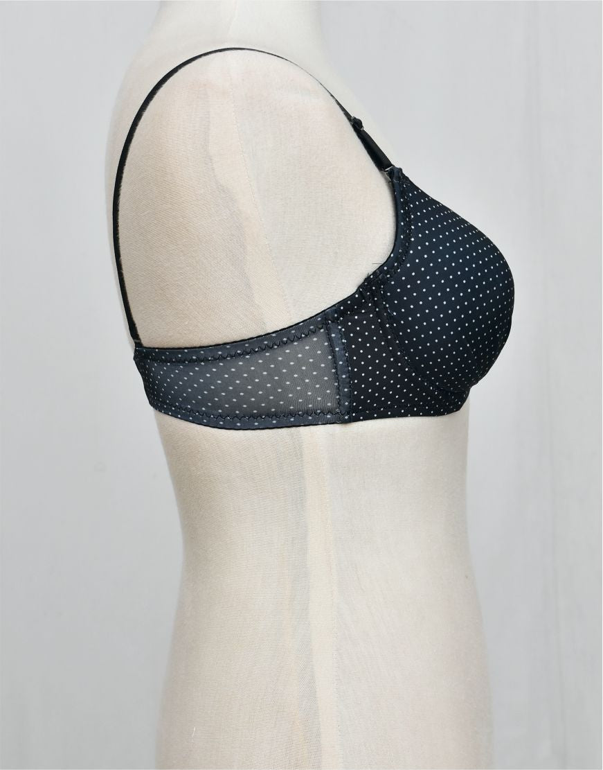 Dots Print Double Padded Bra  with Removable Straps