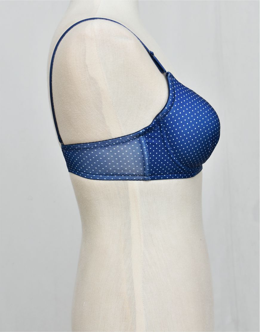 Dots Print Double Padded Bra  with Removable Straps