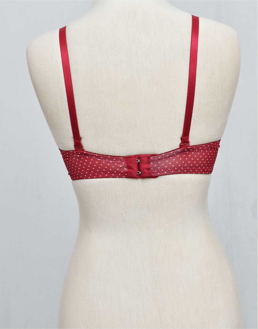 Dots Print Double Padded Bra  with Removable Straps