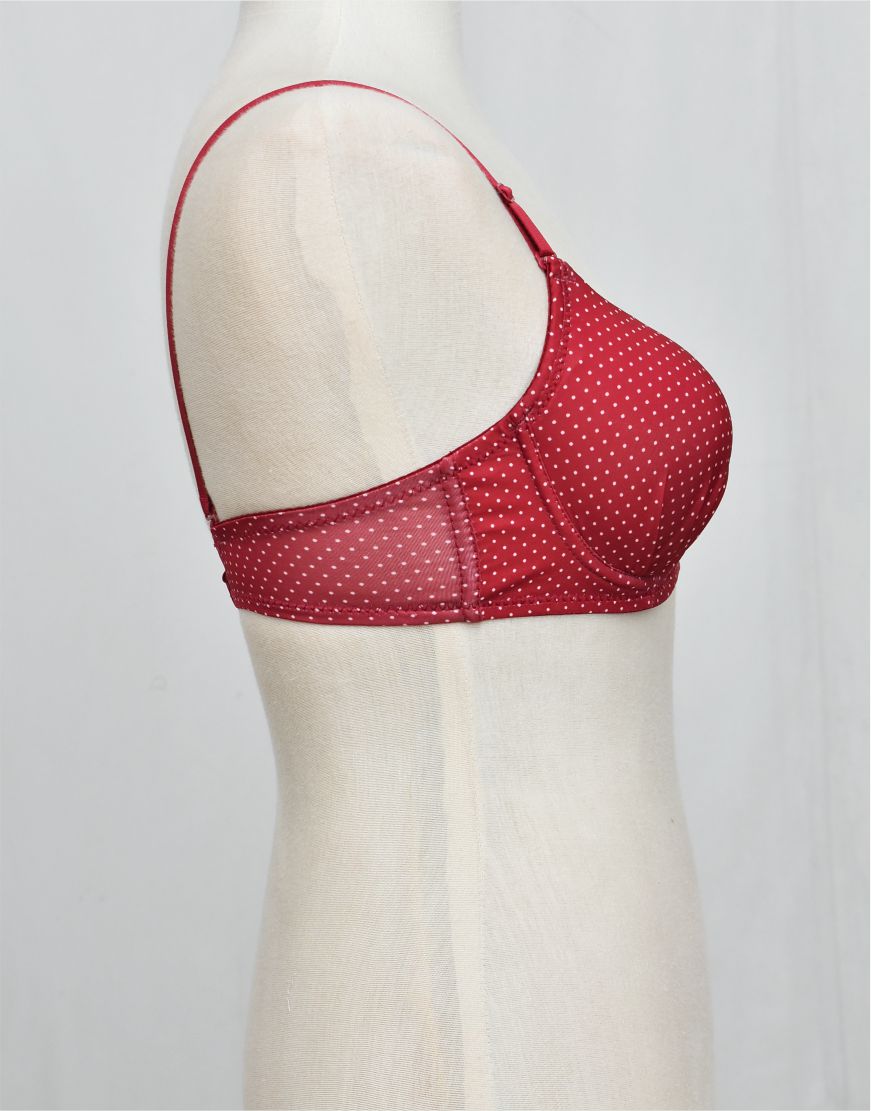 Dots Print Double Padded Bra  with Removable Straps