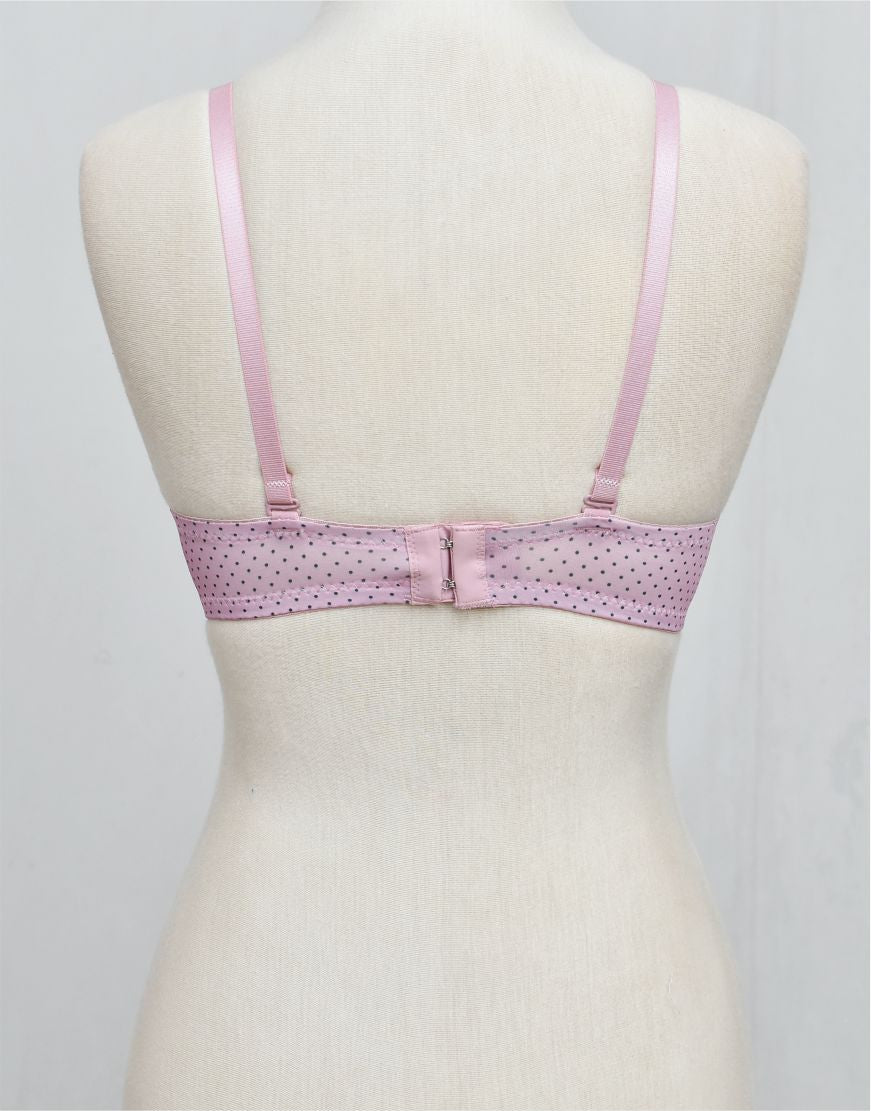 Dots Print Double Padded Bra  with Removable Straps