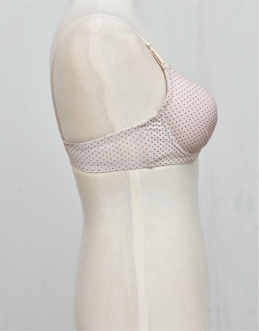 Dots Print Double Padded Bra  with Removable Straps