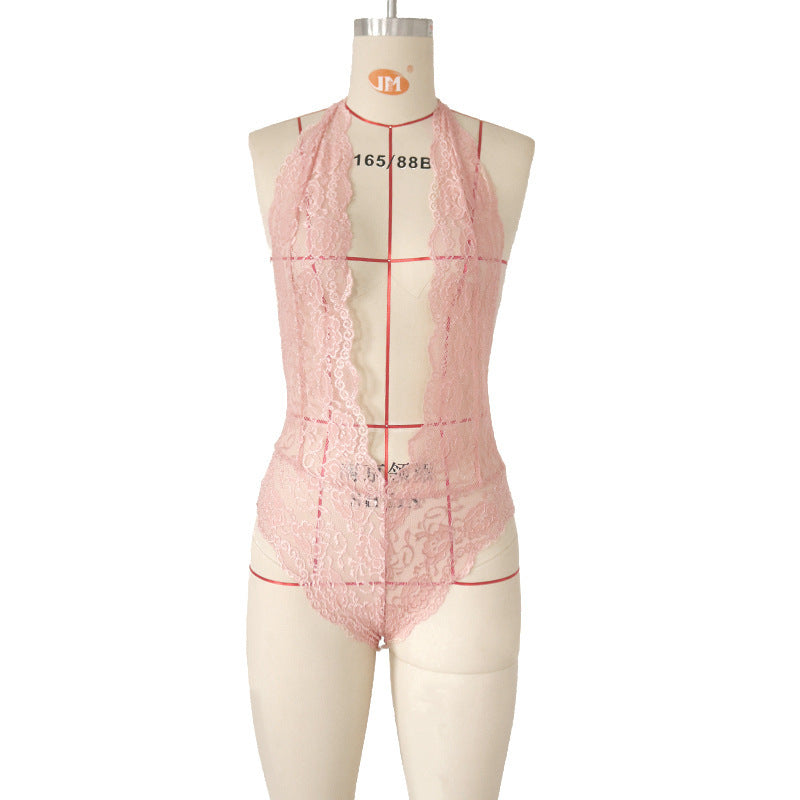 Bareback Deep V Neck Lace Bodysuit