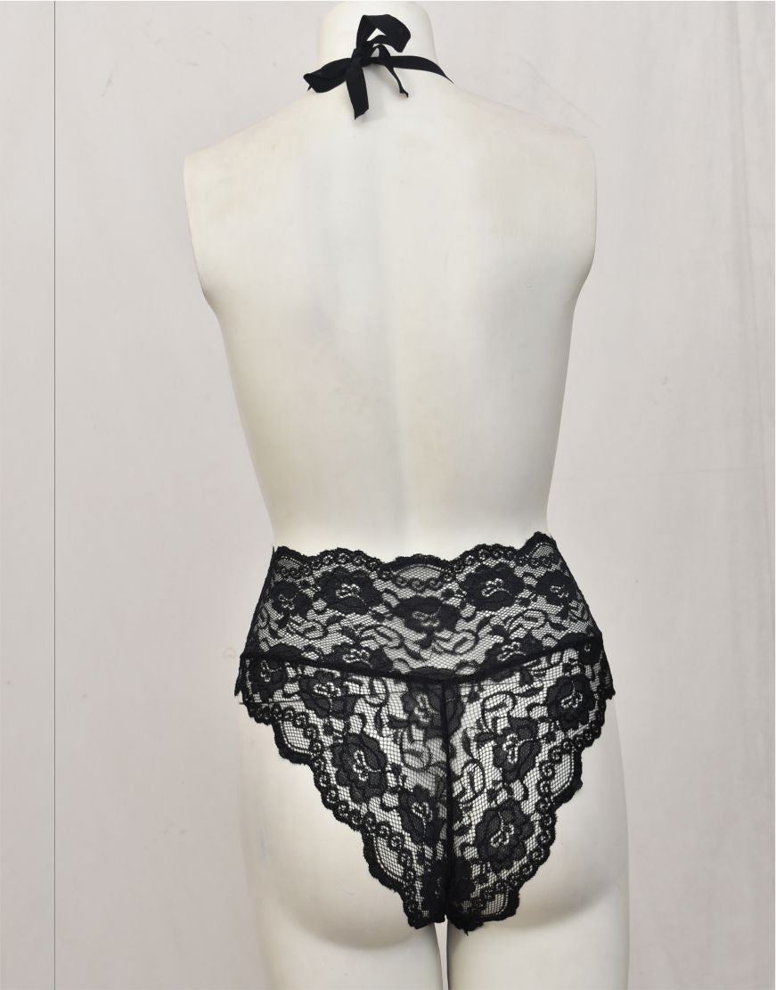 Bareback Deep V Neck Lace Bodysuit