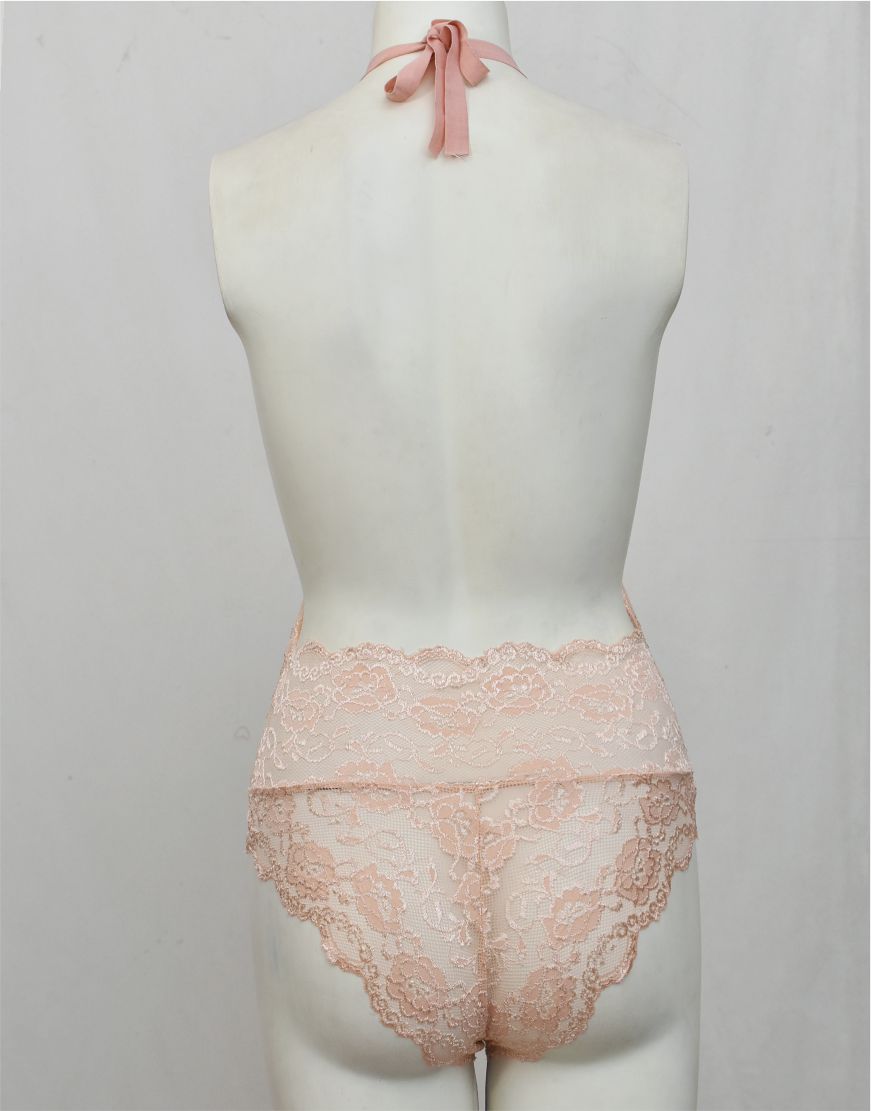 Bareback Deep V Neck Lace Bodysuit