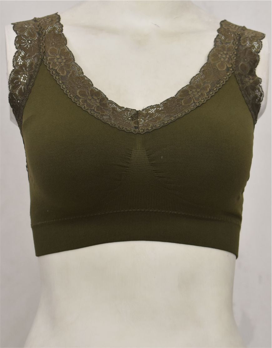 Fancy Lace Stretchable Blouse Bra with Removable Pads