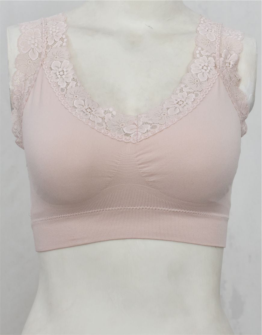Fancy Lace Stretchable Blouse Bra with Removable Pads