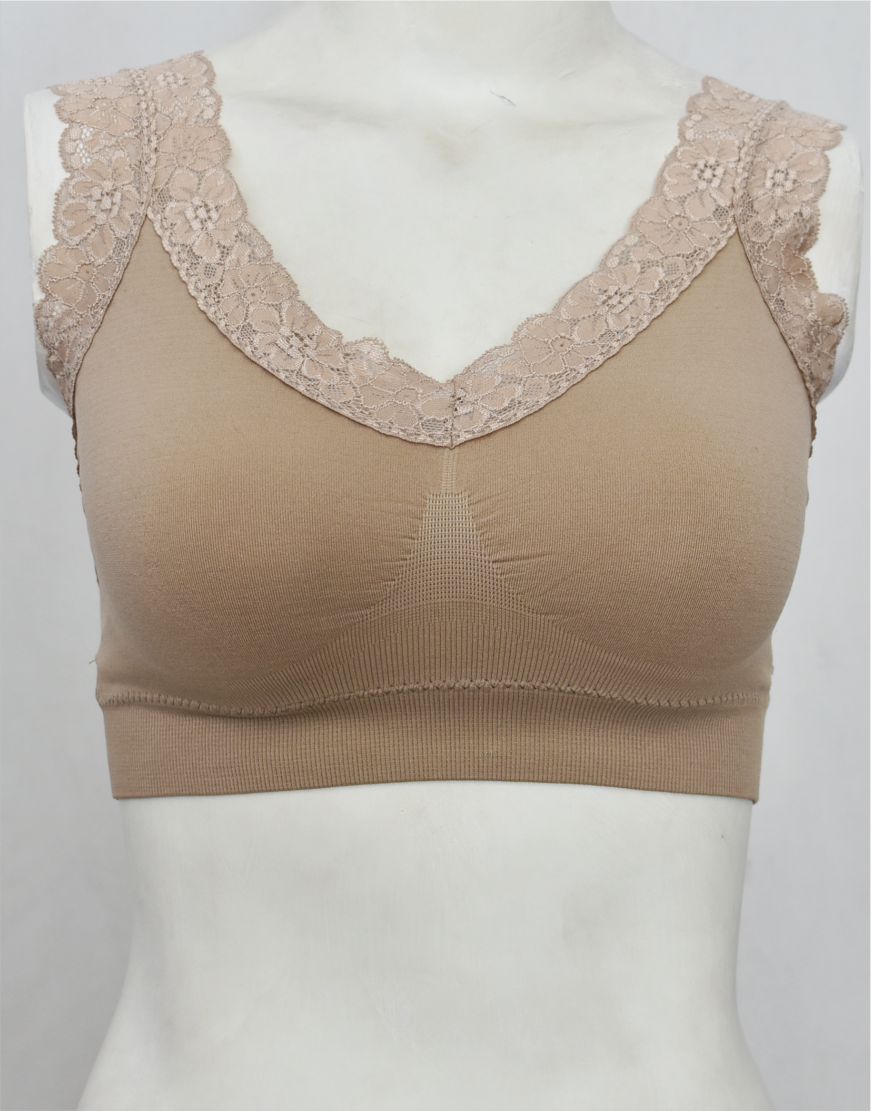 Fancy Lace Stretchable Blouse Bra with Removable Pads
