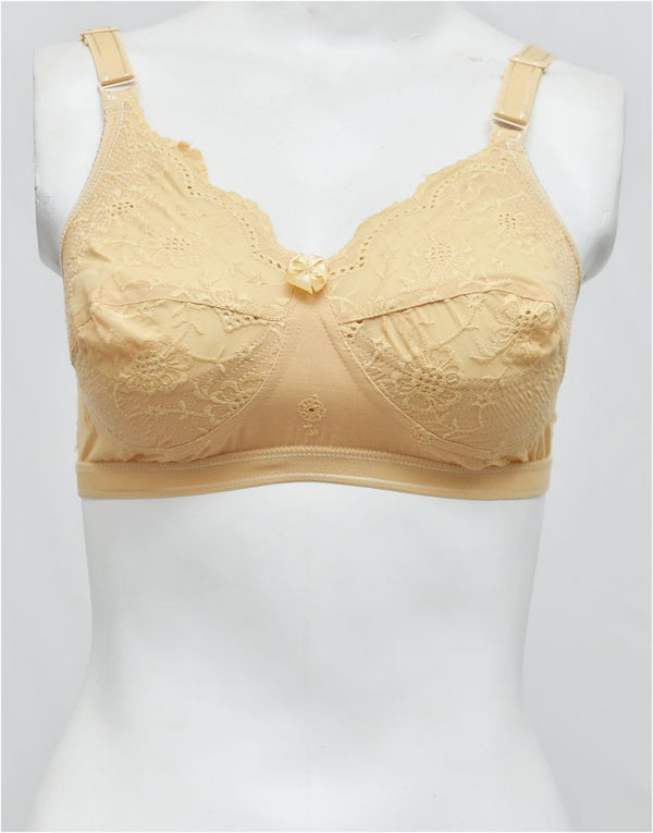 Premium Quality Summer Cotton Woven Embroidered More C-Cup Bra