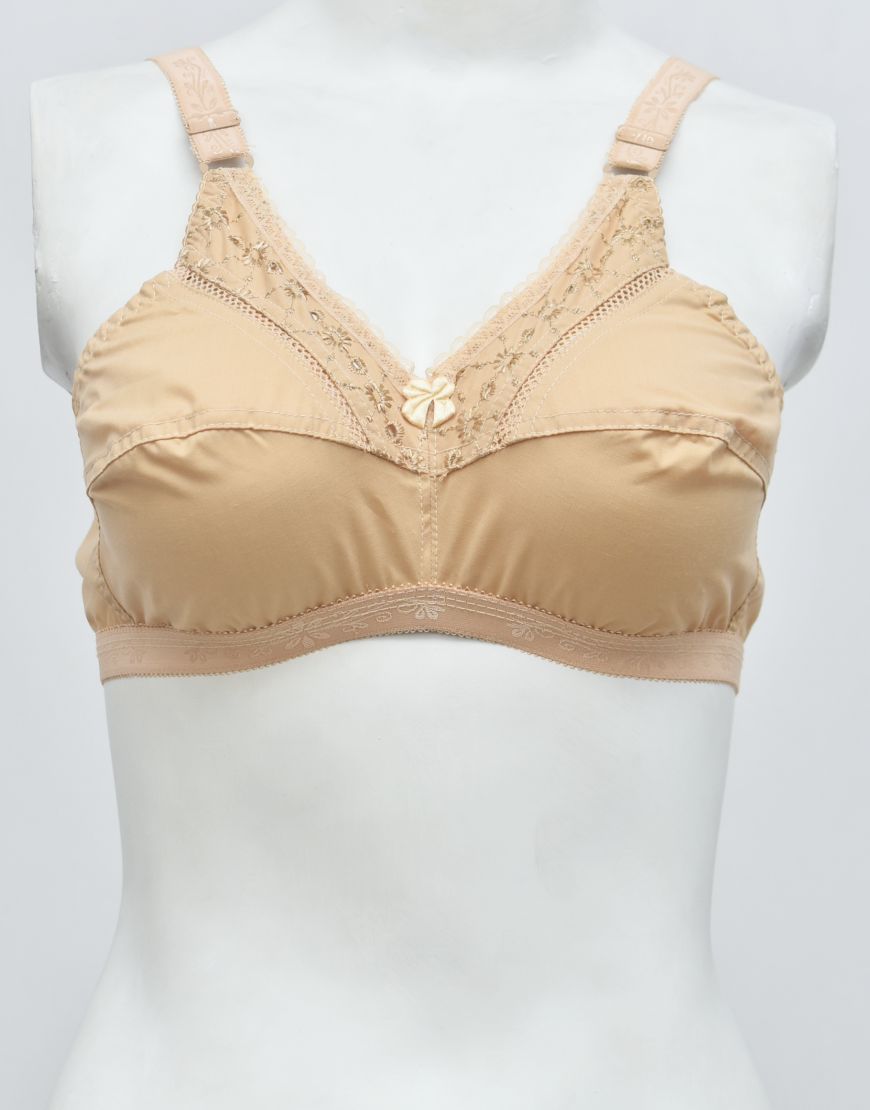 Embroidered Cotton Woven Fabric Bra - SC-4