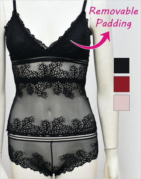 Stylish Body Hugging See-through Net Cami Set