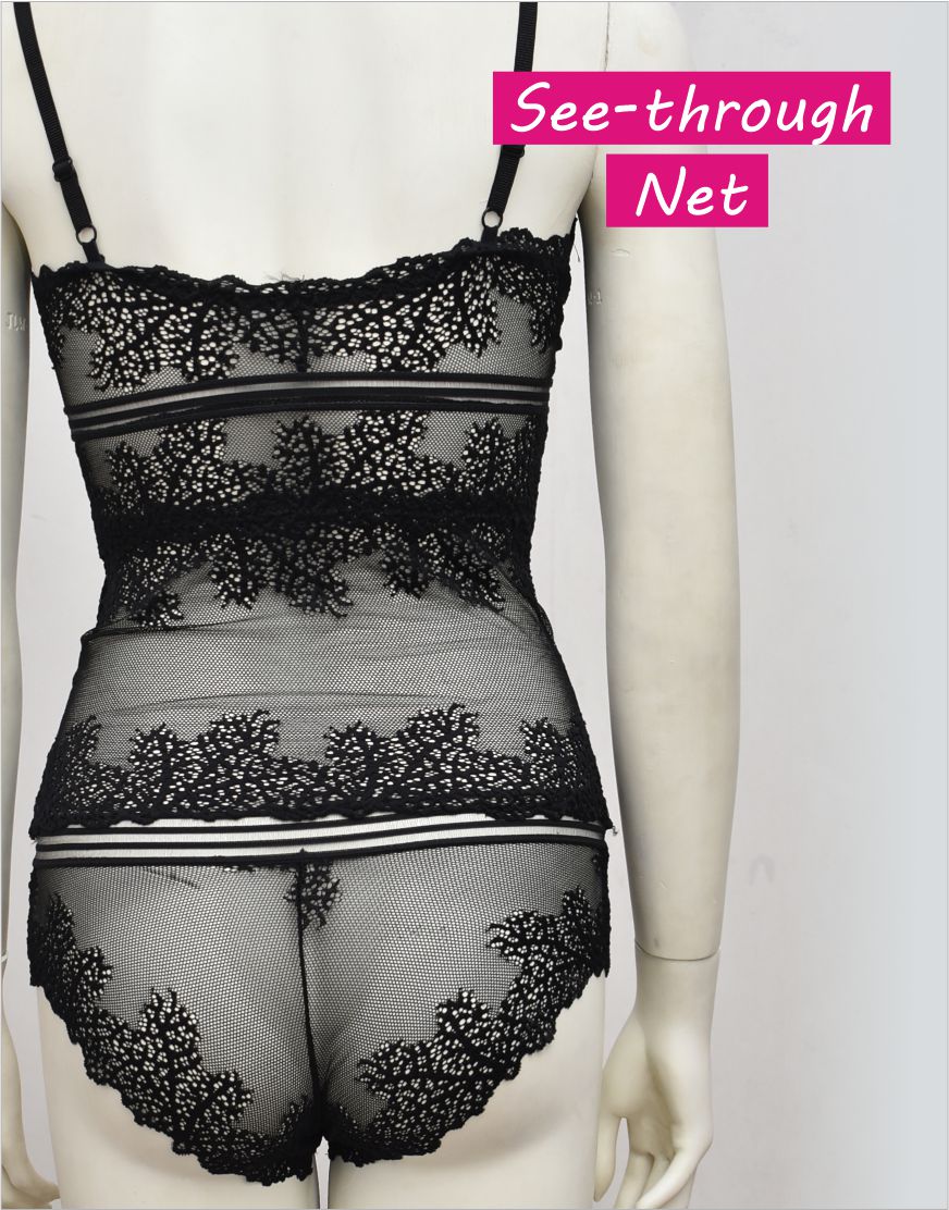 Stylish Body Hugging See-through Net Cami Set