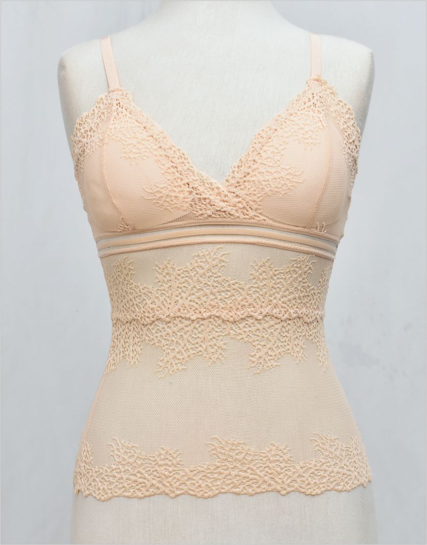 Body Hugging Stylish Net Camisole with Removable Pads & Strap Adjusters