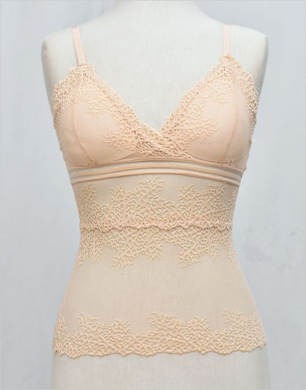 Body Hugging Stylish Net Camisole with Removable Pads & Strap Adjusters
