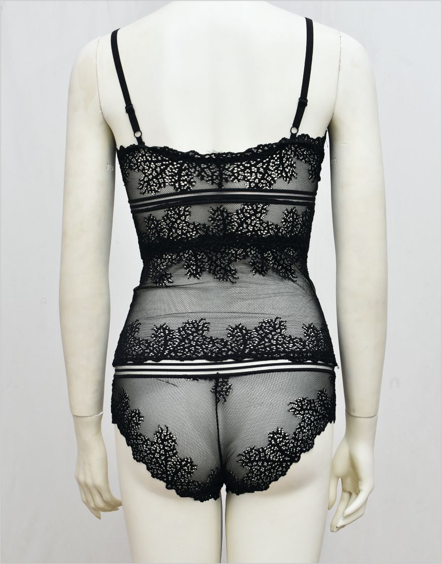 Stylish Body Hugging See-through Net Cami Set