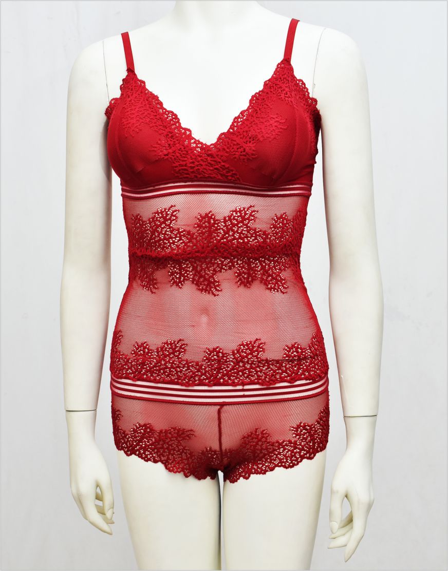 Stylish Body Hugging See-through Net Cami Set