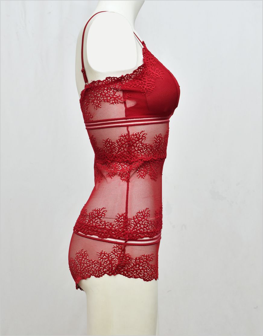 Stylish Body Hugging See-through Net Cami Set