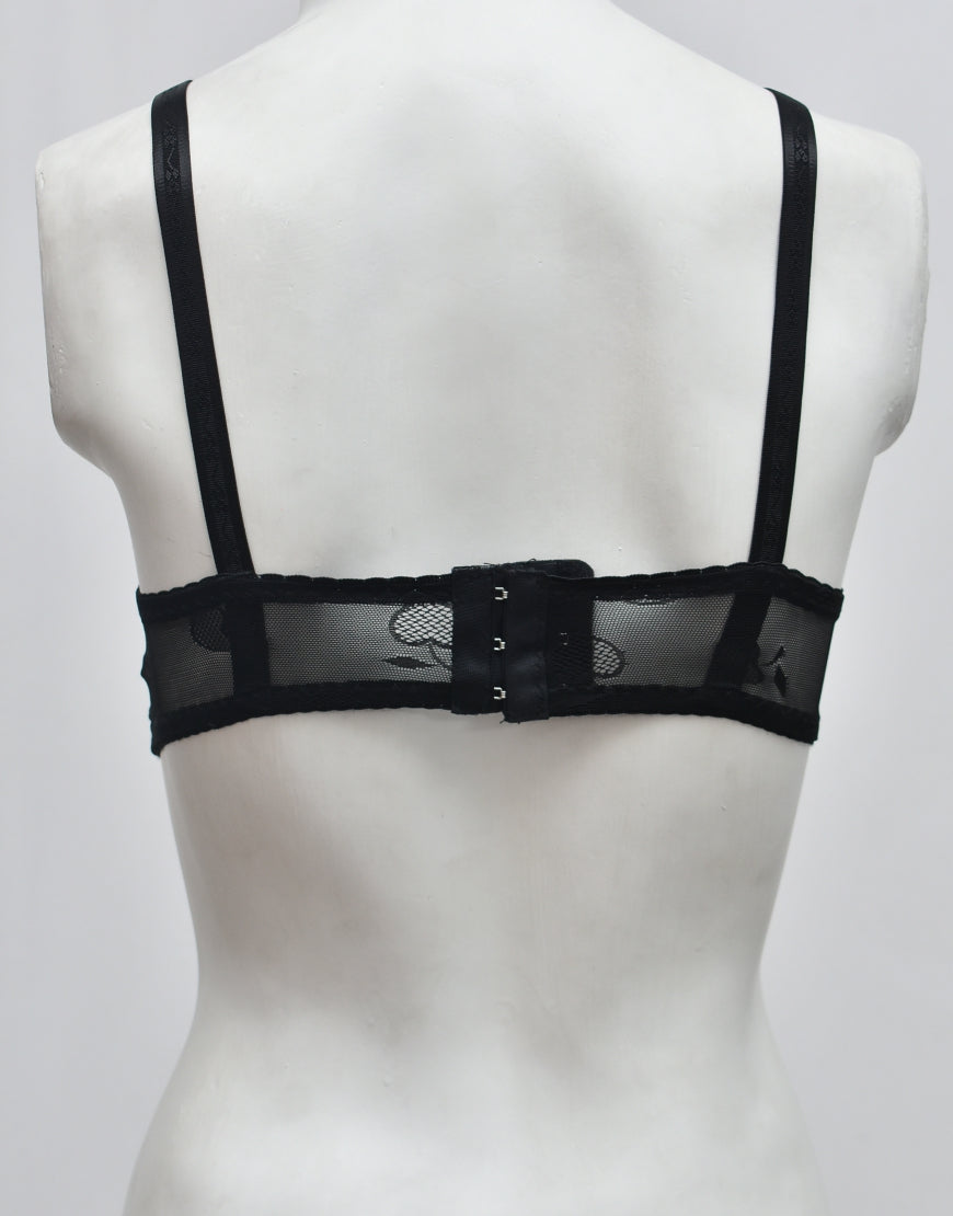 Self Print Soft Net See-through Bra