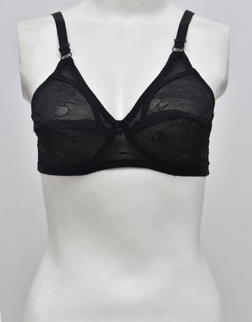 Self Print Soft Net See-through Bra