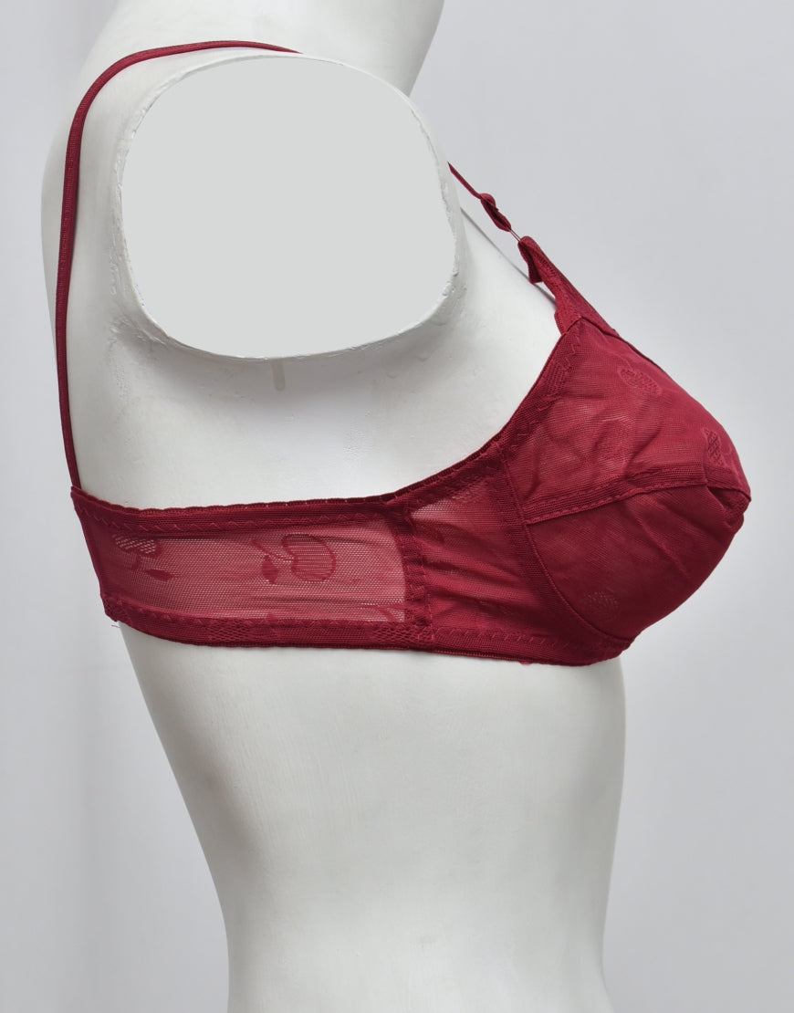 Self Print Soft Net See-through Bra