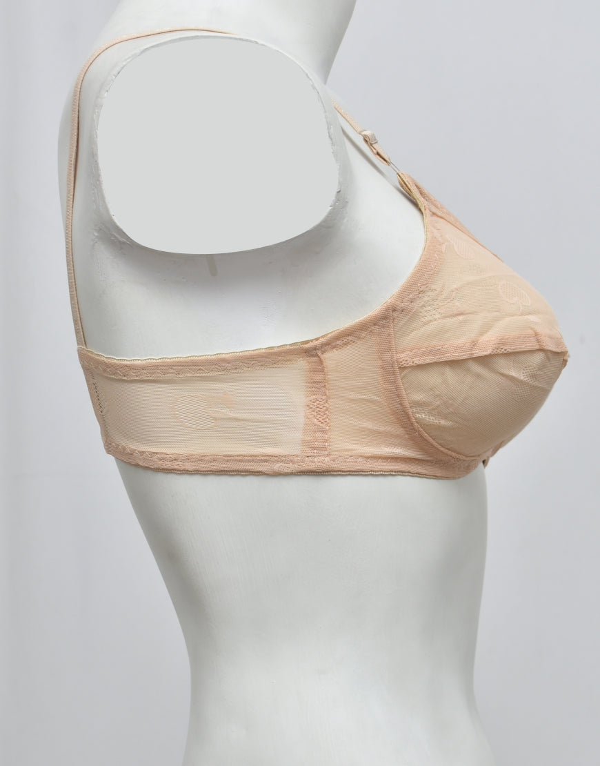 Self Print Soft Net See-through Bra