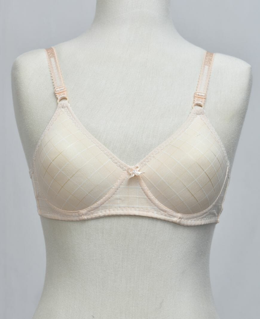 Glossy Check Print Girl Bra