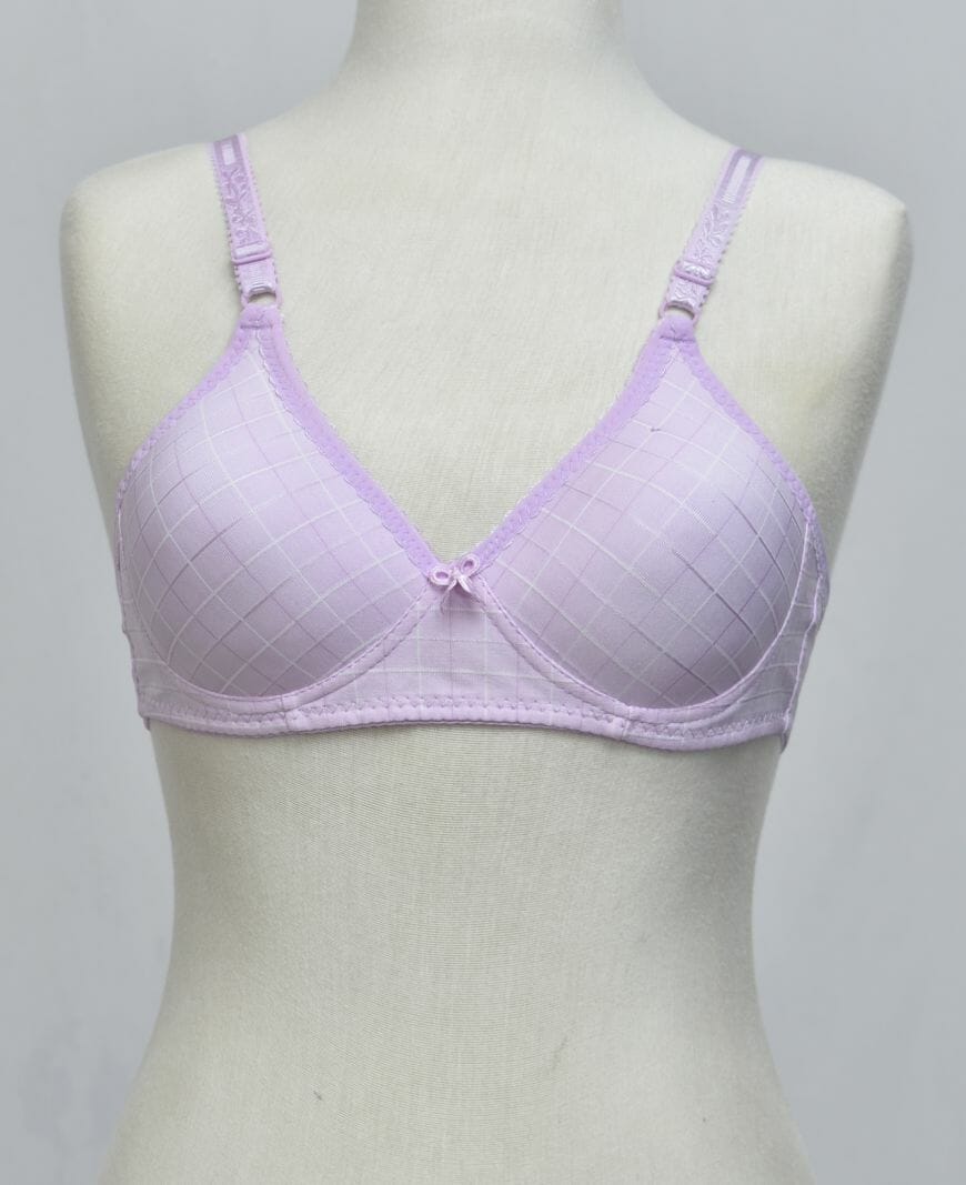 Glossy Check Print Girl Bra