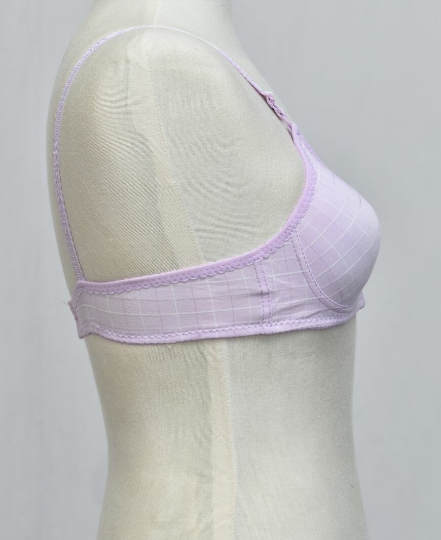 Glossy Check Print Girl Bra