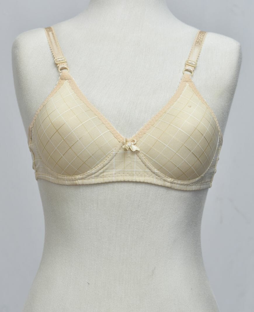 Glossy Check Print Girl Bra