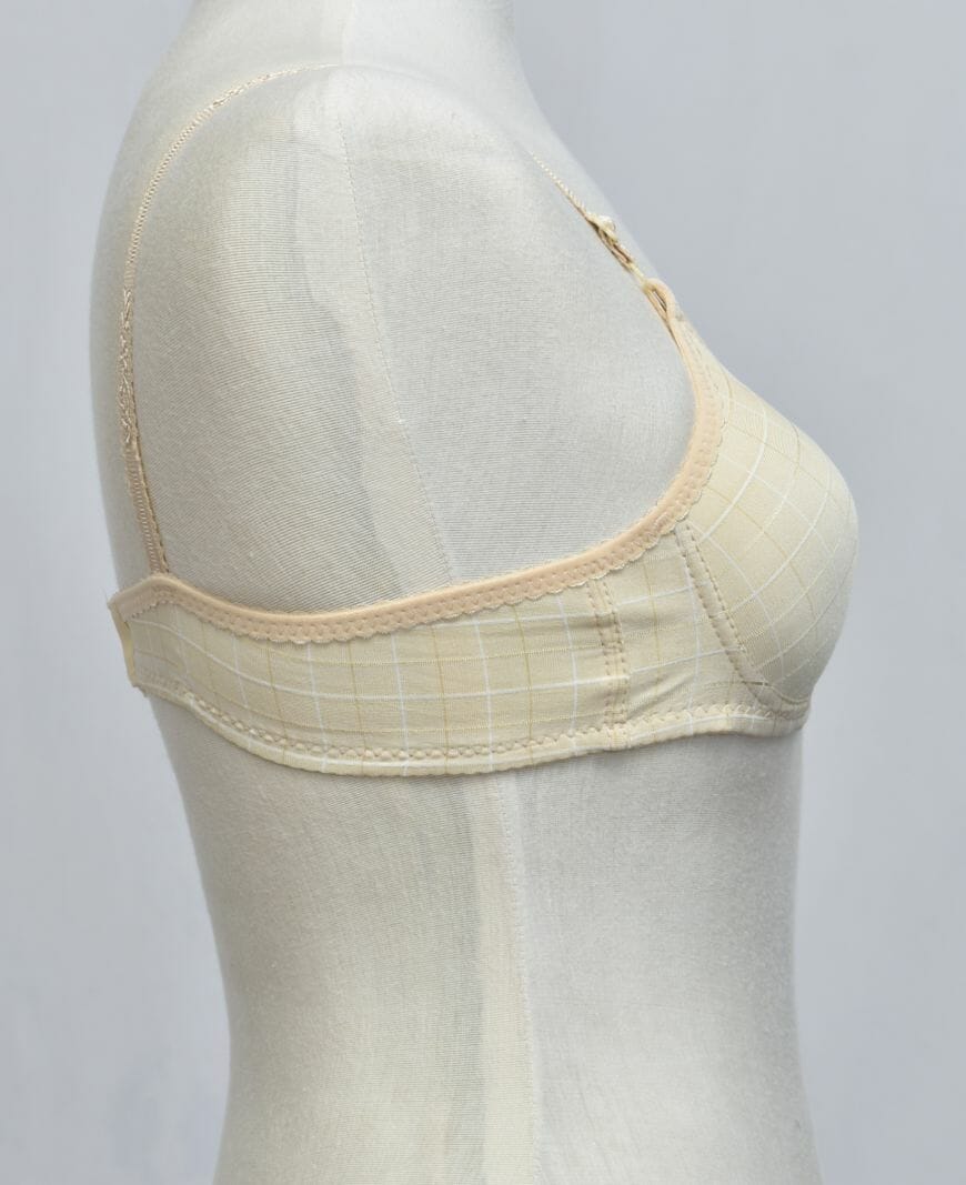 Glossy Check Print Girl Bra