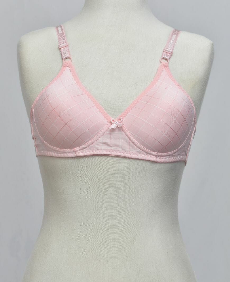 Glossy Check Print Girl Bra