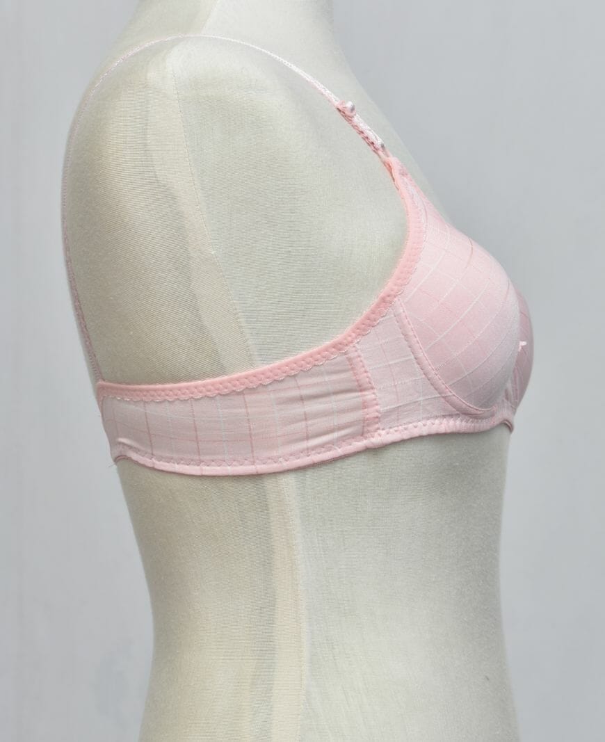 Glossy Check Print Girl Bra