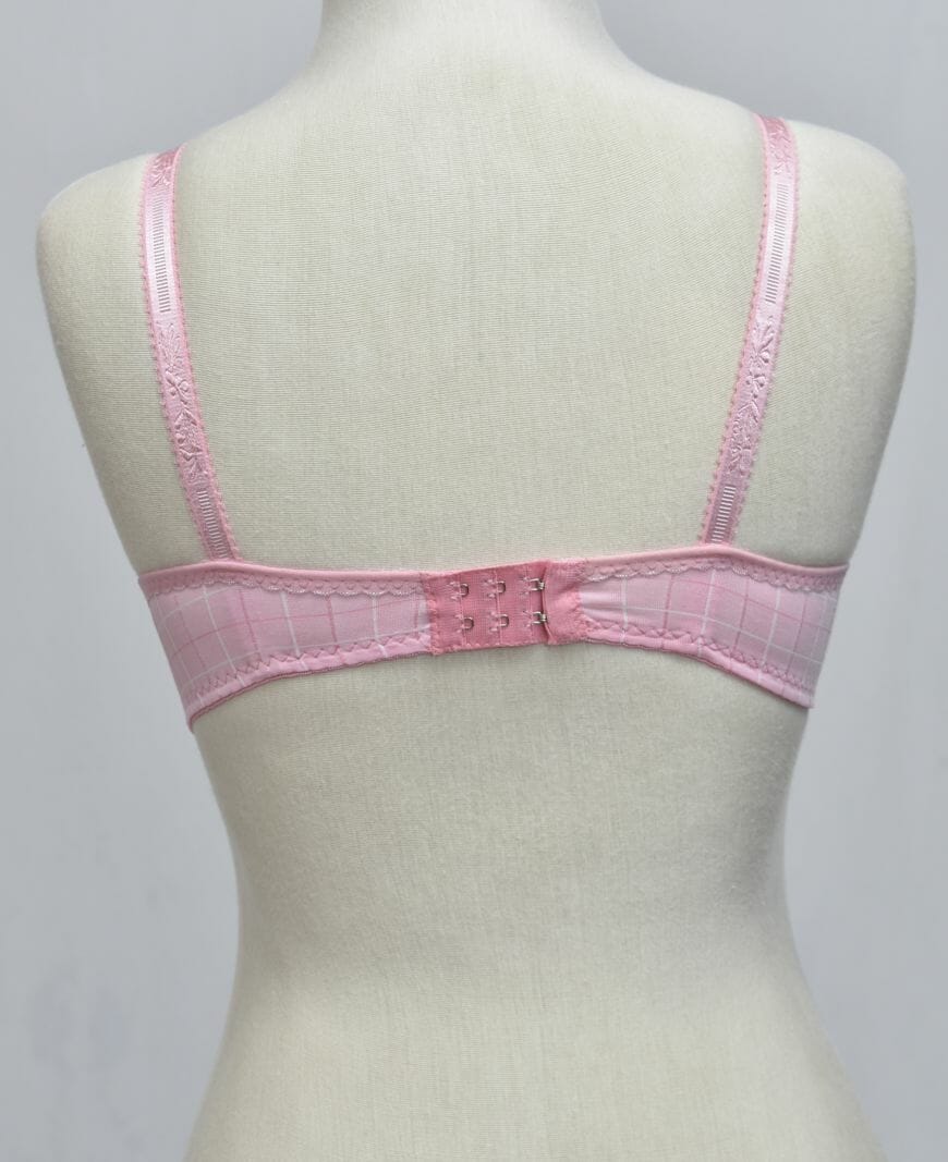 Glossy Check Print Girl Bra