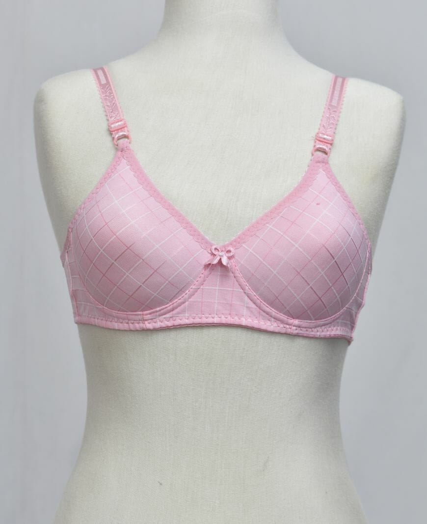 Glossy Check Print Girl Bra