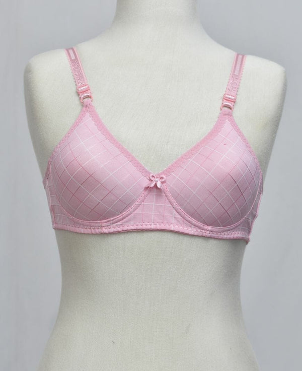 Glossy Check Print Girl Bra