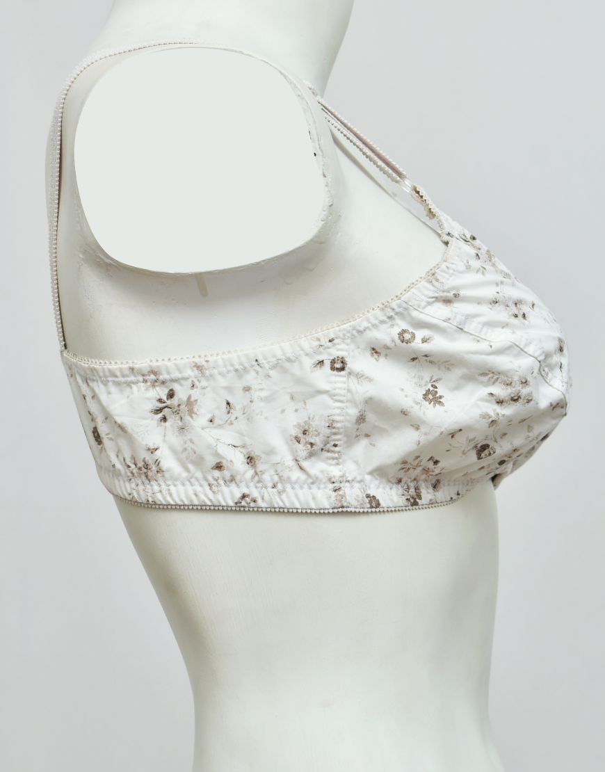 44C Cotton Woven Fabric Printed Bra with 2 Back Hooks Closure