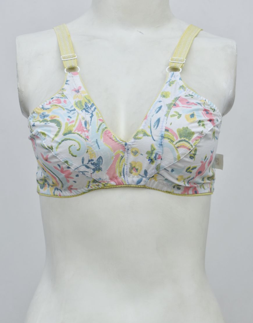 Pack of 3 Random Prints Cotton Woven Fabric Bras FN118 (Non-Padded, Non Wired)