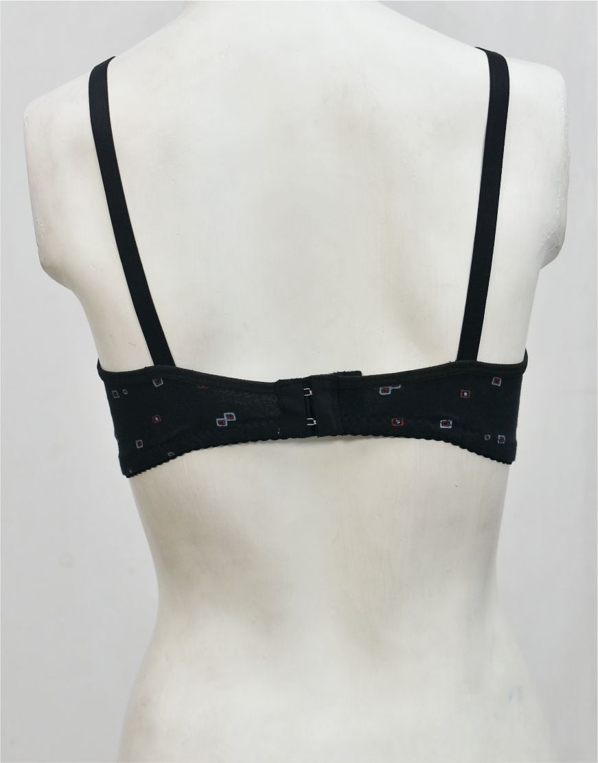 Vintage Retro Black Stretch Cotton Bra