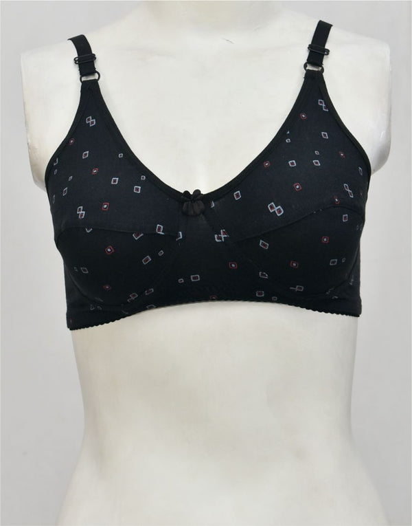Vintage Retro Black Stretch Cotton Bra