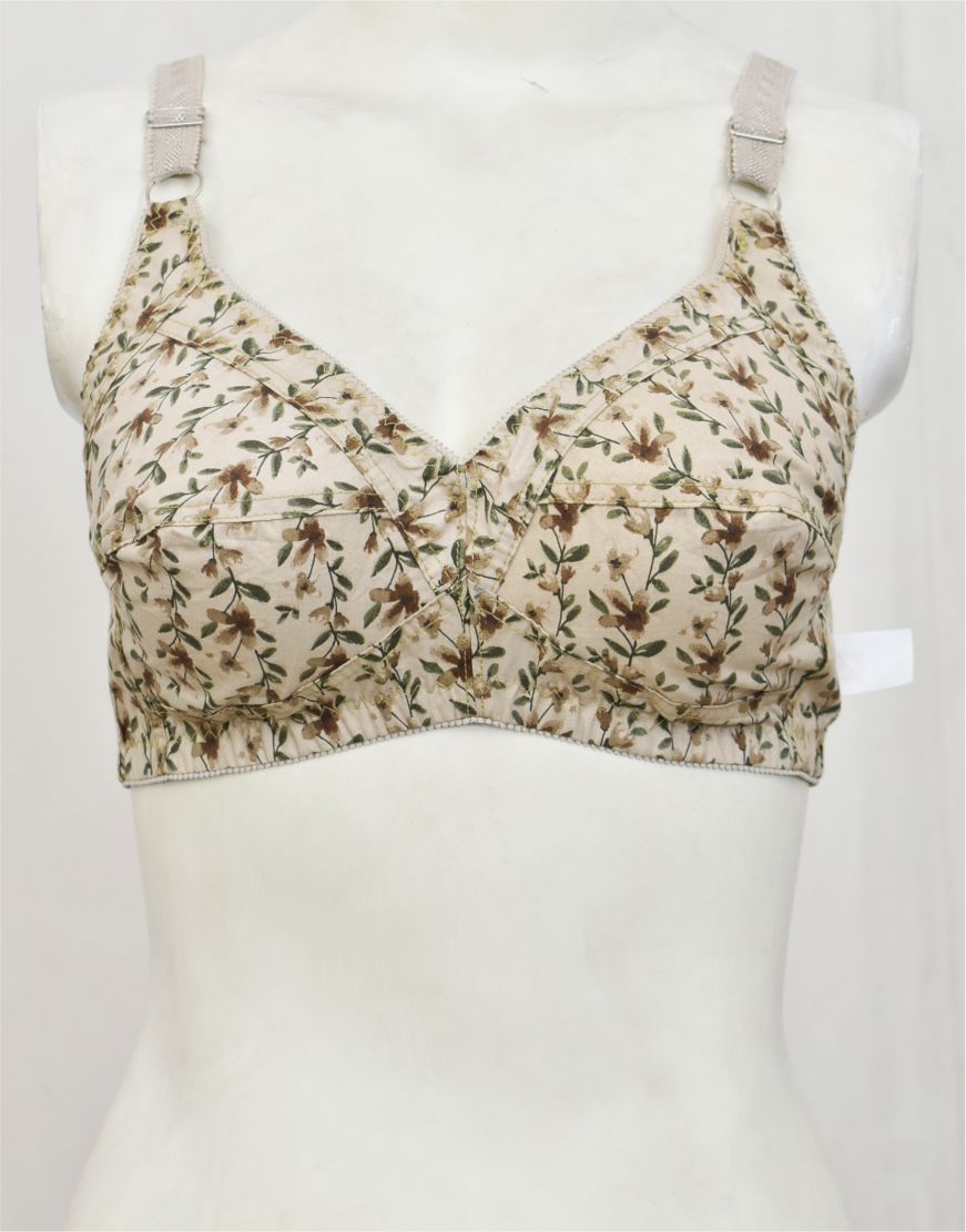 Pack of 3 Random Prints Cotton Woven Fabric Bras FN157 (Non-Padded, Non Wired)
