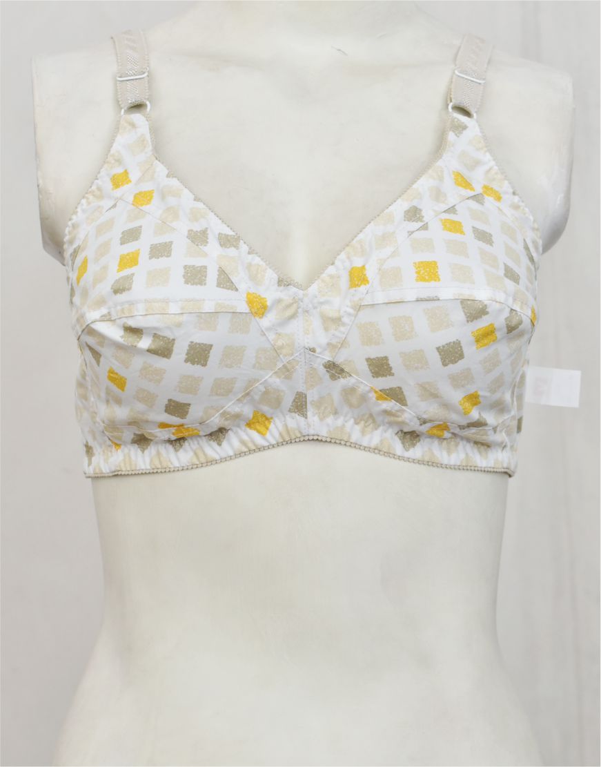 Pack of 3 Random Prints Cotton Woven Fabric Bras FN157 (Non-Padded, Non Wired)