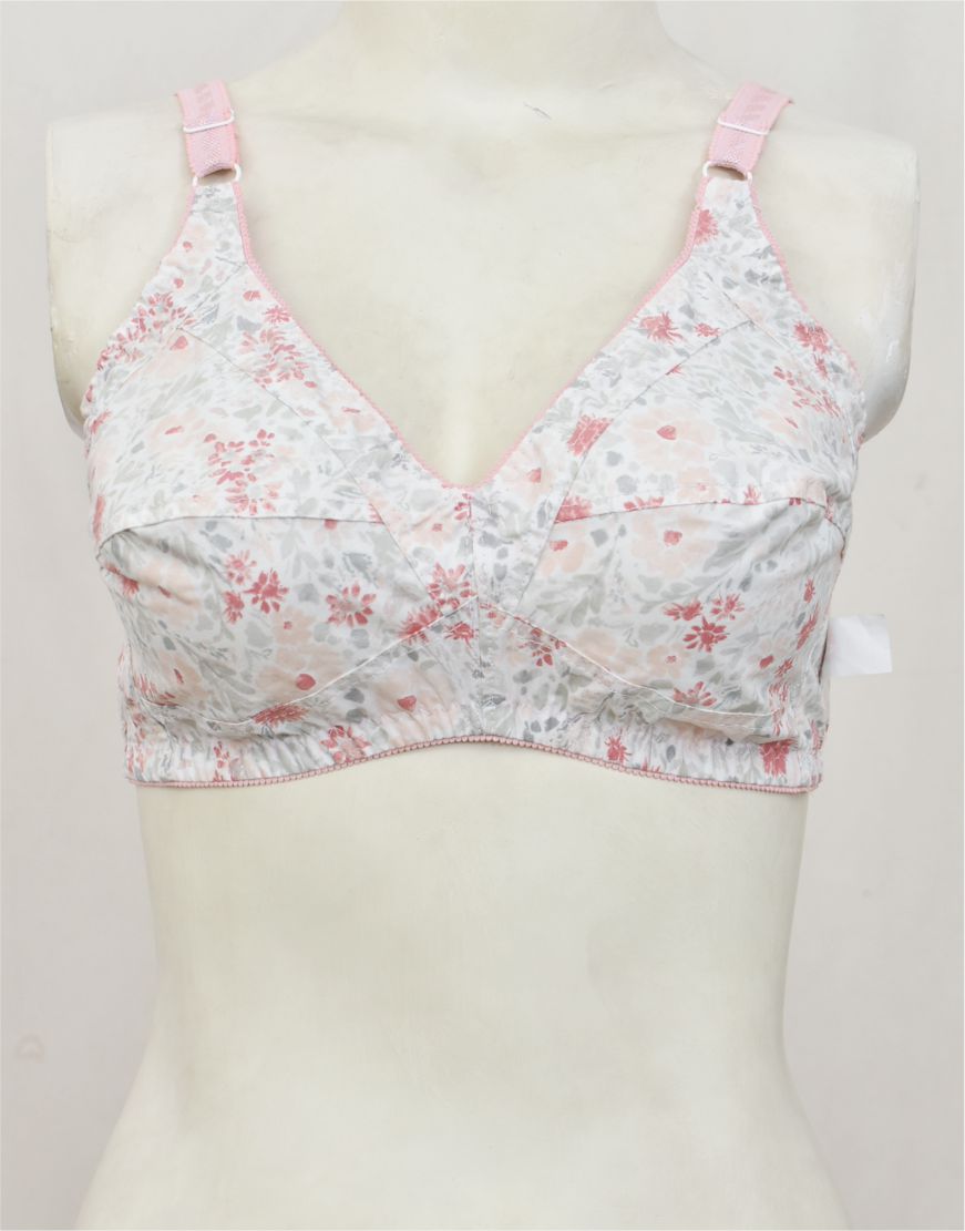 Pack of 3 Random Prints Cotton Woven Fabric Bras FN162 (Non-Padded, Non Wired)