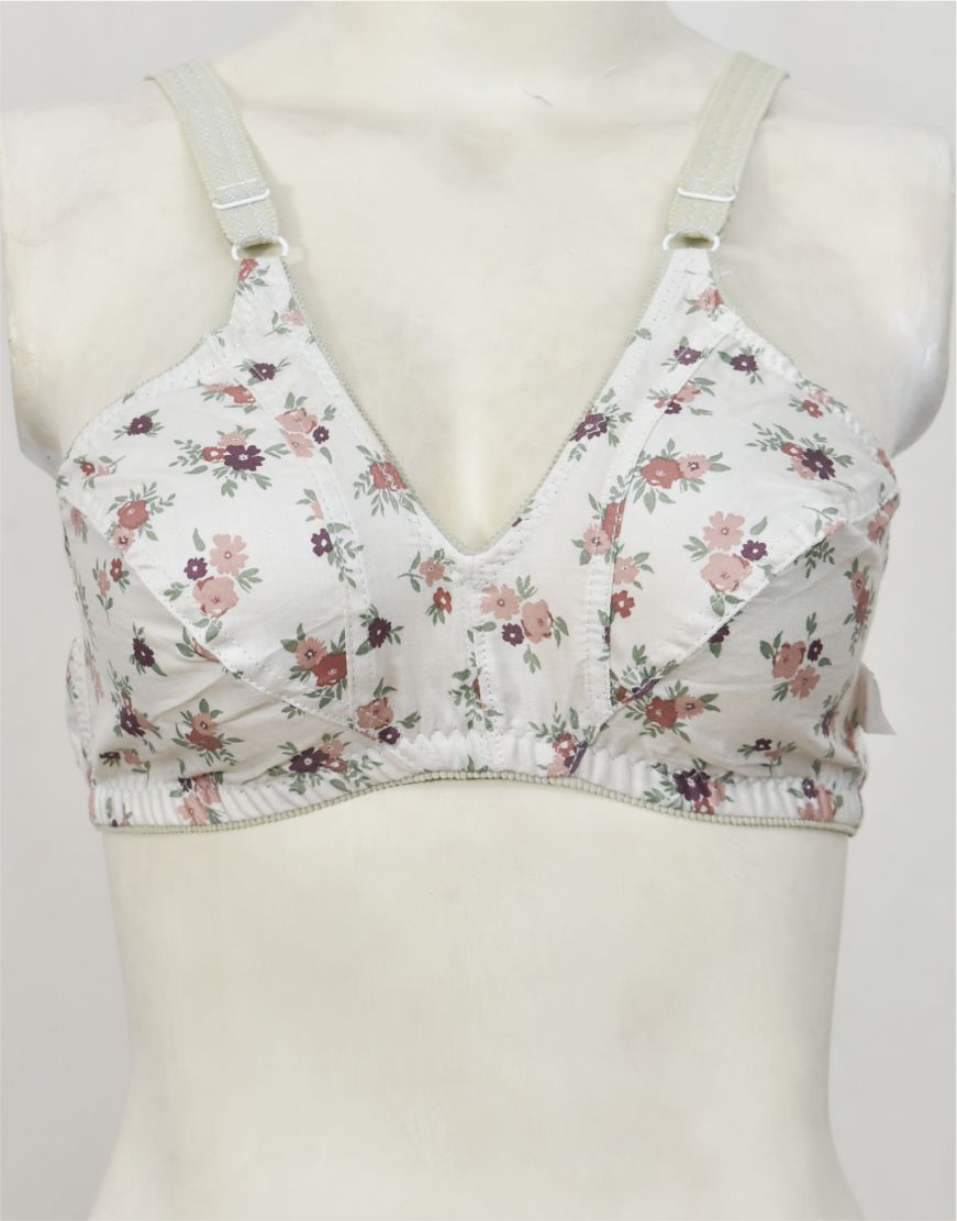 Pack of 3 Random Prints Cotton Woven Fabric Bras FN170 (Non-Padded, Non Wired)