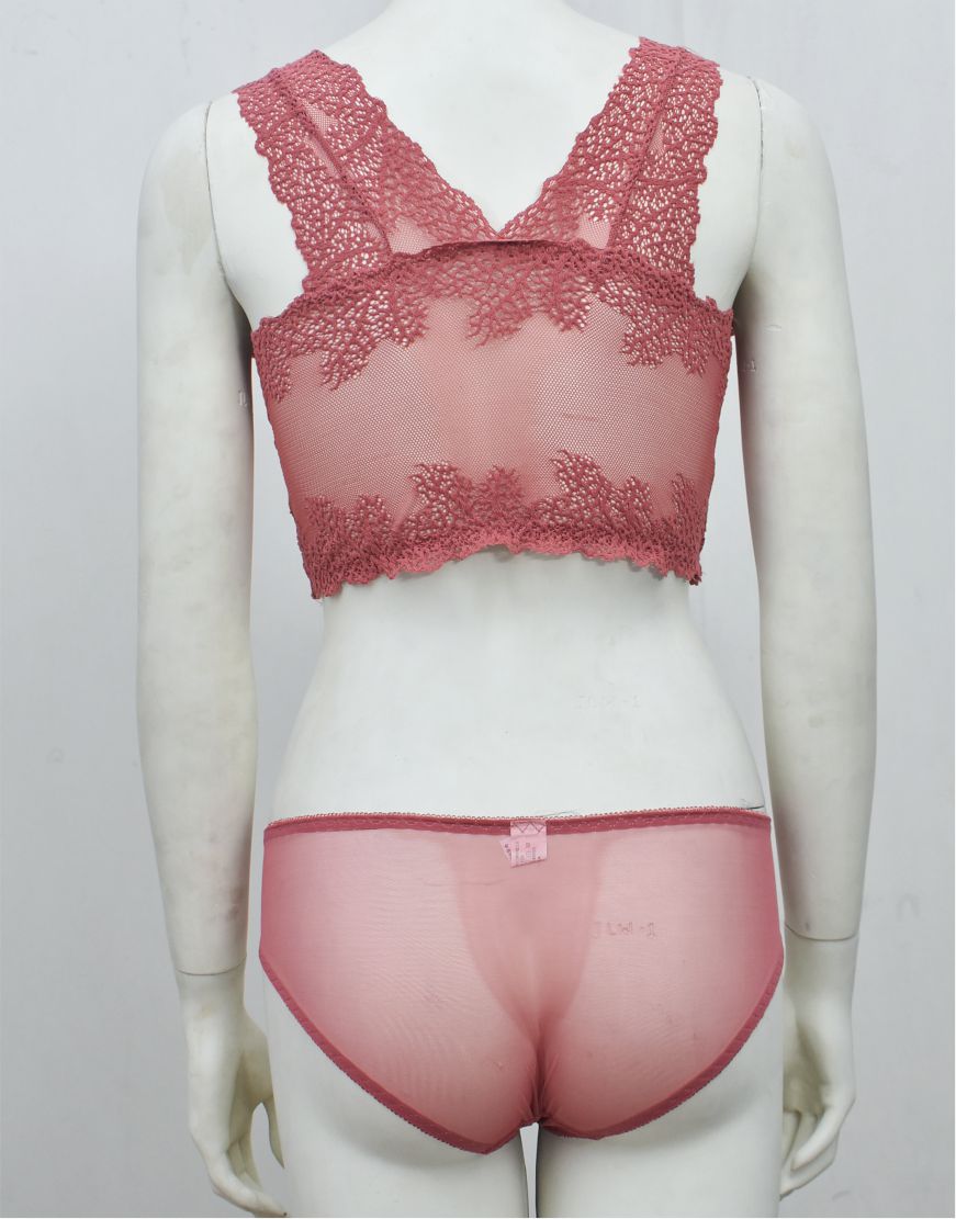 Stylish Crop Top Blouse-Bra & Panty See-through Set