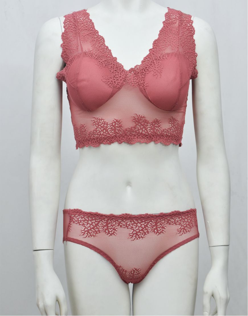 Stylish Crop Top Blouse-Bra & Panty See-through Set