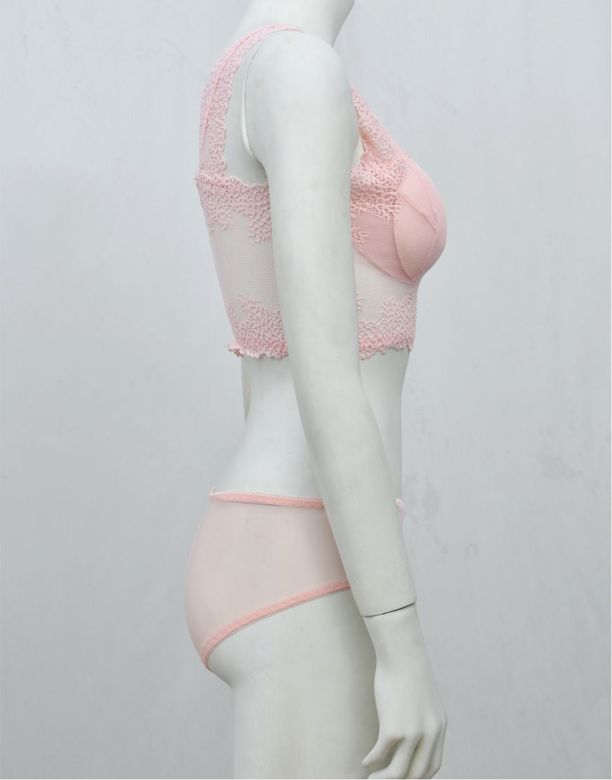 Stylish Crop Top Blouse-Bra & Panty See-through Set
