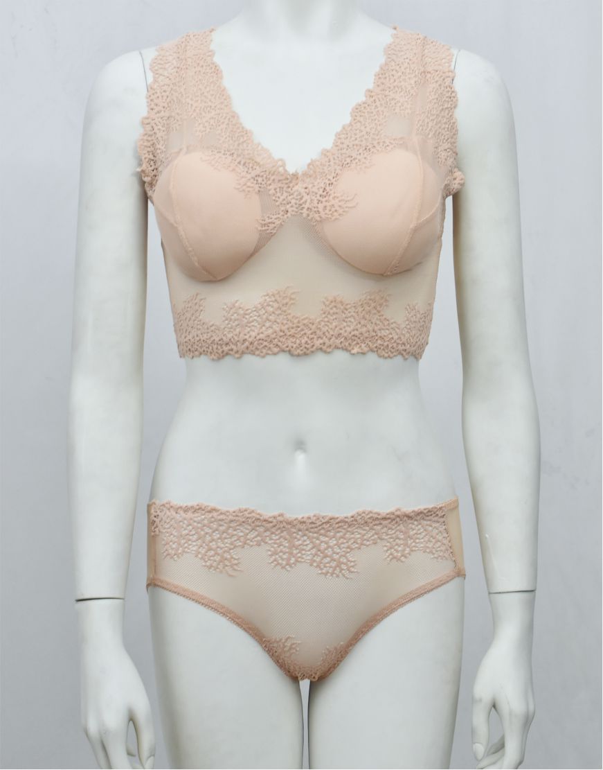 Stylish Crop Top Blouse-Bra & Panty See-through Set