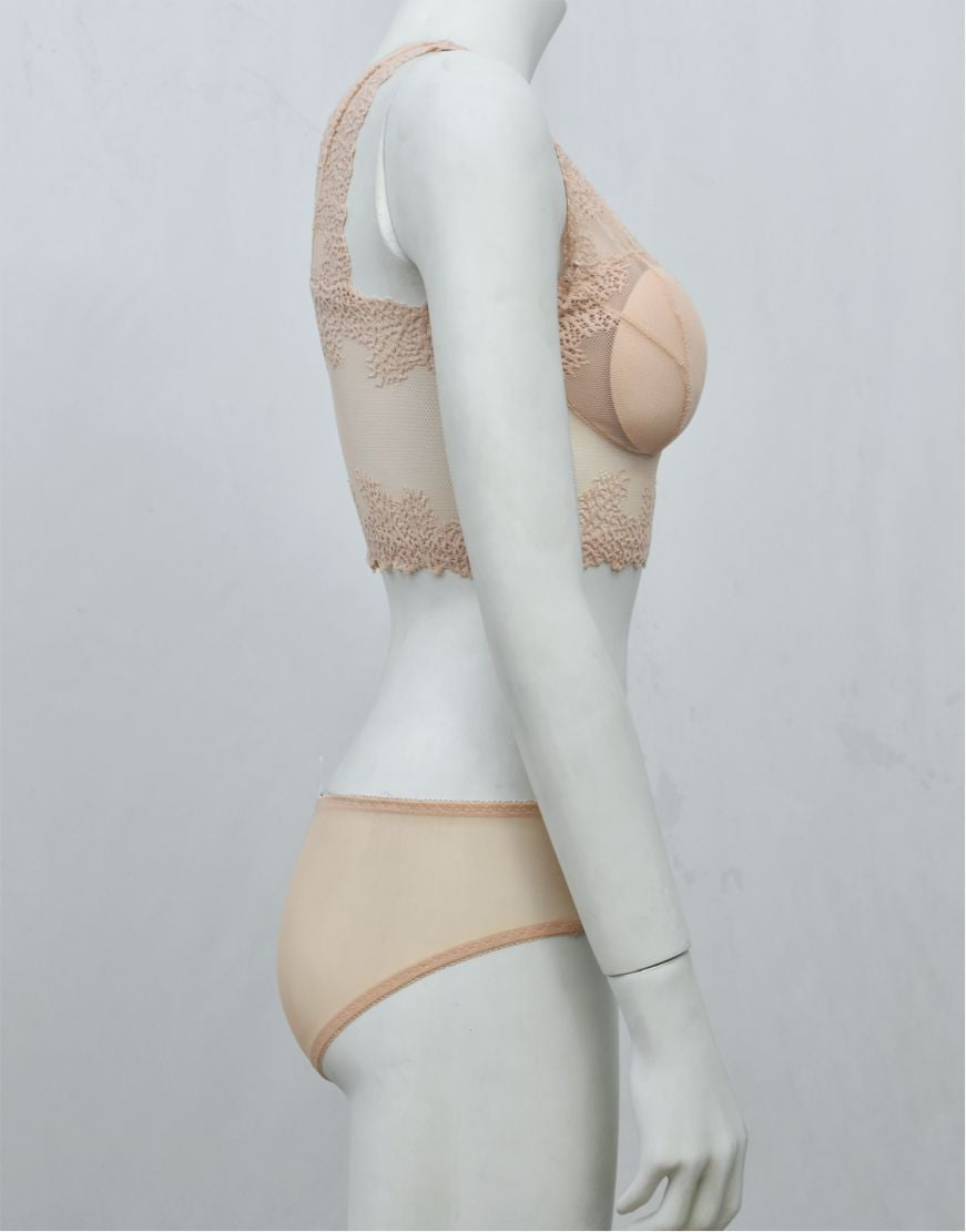 Stylish Crop Top Blouse-Bra & Panty See-through Set