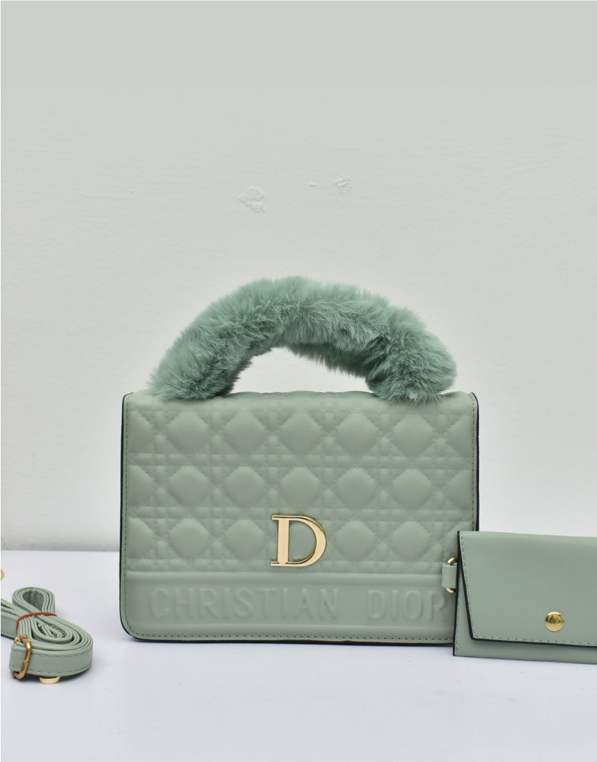 Glamorous Handbag with Fur Handle